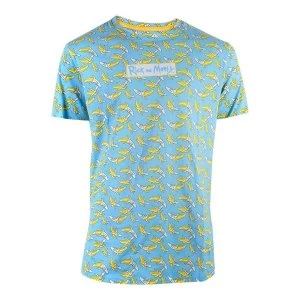 Image of Rick And Morty - Banana All-Over Print Mens Large T-Shirt - Blue