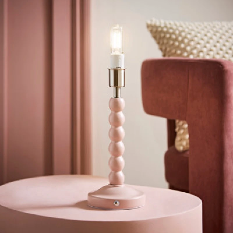 Image of Valuelights Bobble Rose Pink Rechargeable Wooden Table Lamp Base Only