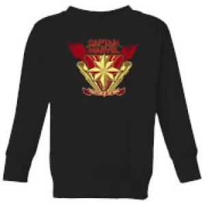 Image of Captain Marvel Protector Of The Skies Kids Sweatshirt - Black - 11-12 Years
