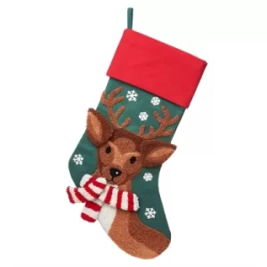 image of Reindeer Embroidered Stocking