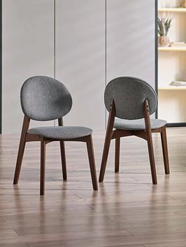 Image of SO'HOME Solene Walnut Dining Chairs (Set of 2) Dark gray / walnut ONE SIZE