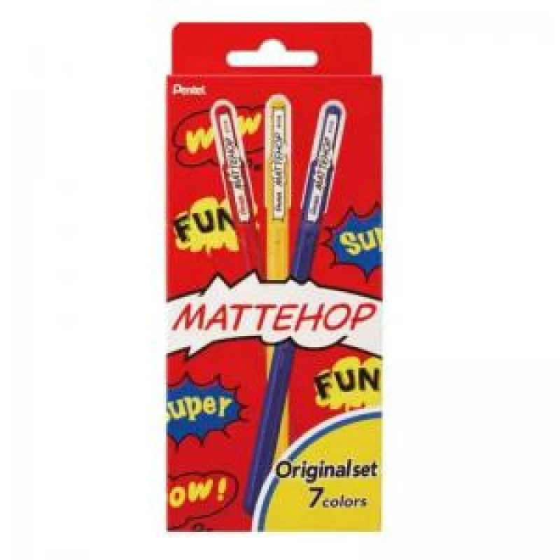 Image of Pentel Pentel Mattehop Gel Pens 1.0mm Original Colours (Pack 7) - K110-V7STA K110-V7STA