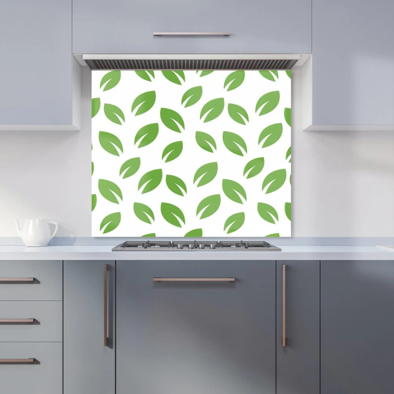 Image of Warren Reed - Designer Leaves Pattern Kitchen Splashback in Green Size: 700mm x 650mm Green Unisex 700mm x 650mm