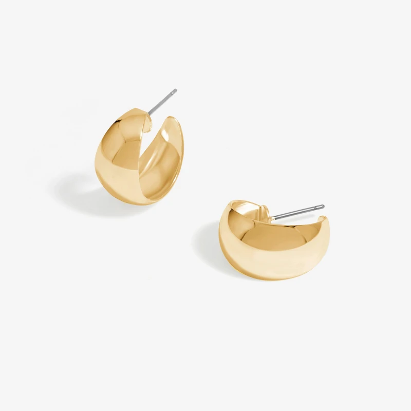 Image of Jon Richard Gold Plated Polished Hoop Earrings Gold female
