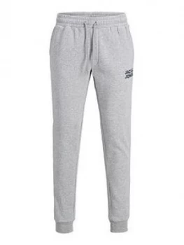 Image of Jack & Jones Boys Cuffed Logo Jogger - Grey Marl, Size 8 Years