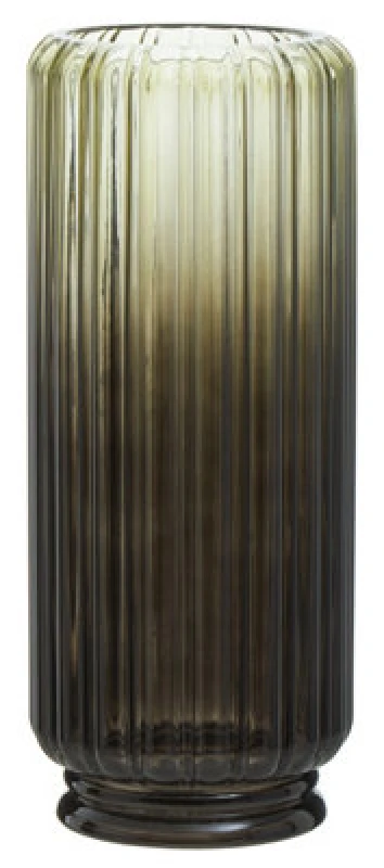 Image of Orsina Contemporary Design Large Grey Ribbed Glass Vase, Robust Pottery Vase, Durable Glass Vase For Flowers