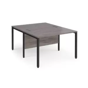 image of Maestro 25 back to back straight desks 1200mm x 1600mm - Black bench leg frame and grey oak top