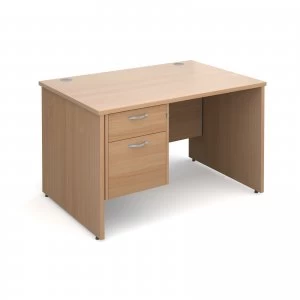 Image of Maestro 25 PL Straight Desk With 2 Drawer Pedestal 1200mm - Beech pane