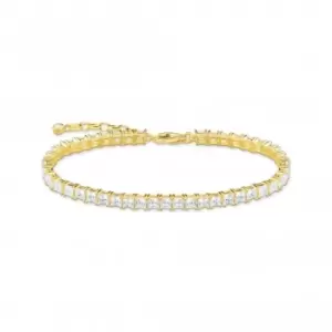 Sterling Silver Gold Plated White Tennis Bracelet A2029-414-14-L19V