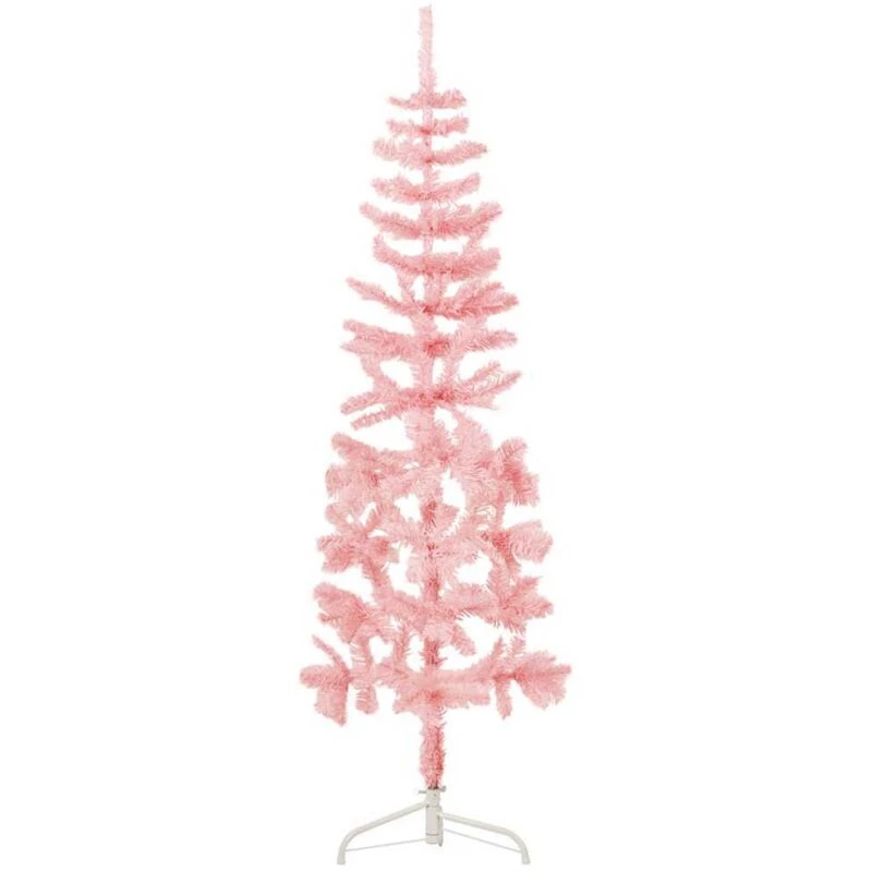 Image of VIDAXL Slim Artificial Half Christmas Tree with Stand Pink 150cm Vidaxl 8720287000730
