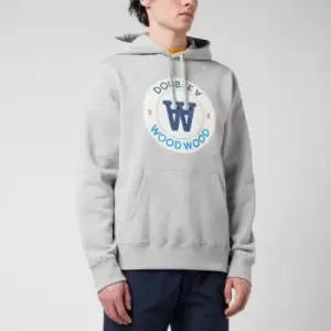 Image of Wood Wood Mens Ian Crest Pullover Hoodie - Grey Melange - S