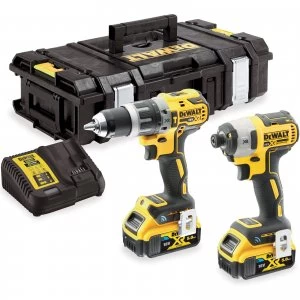 Image of DEWALT DCK2500 18v XR Cordless Brushless Tool Connect Combi Drill and Impact Driver 2 x 5ah Li-ion Charger Case