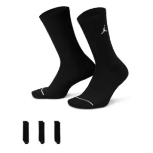 Image of Jordan U J Everyday Cush Poly Crew Socks (3 Pairs), Black/White, Unisex, Socks, DX9632-010
