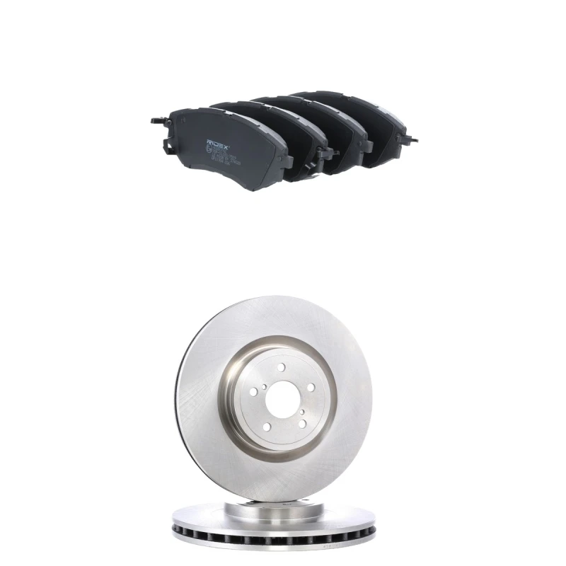 Image of RIDEX 3405B3182 Brake disc and pads set Front Axle, Brake Disc Type: internally vented, with acoustic wear warning Brake Set,disc brakes (3405)
