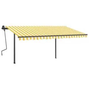 image of Vidaxl Manual Retractable Awning With LED 4X3 M Yellow And White