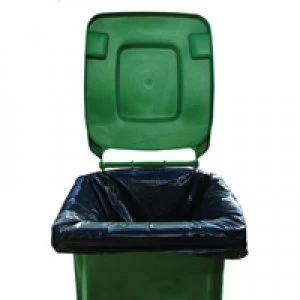 Image of 2Work Black Wheelie Bin Liners Medium Duty Pack of 100 2W01167