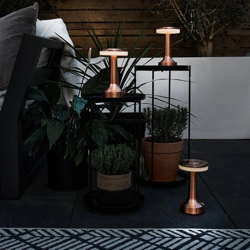 Image of ValueLights Set of 3 Talence Copper LED Touch Table Lamp Copper