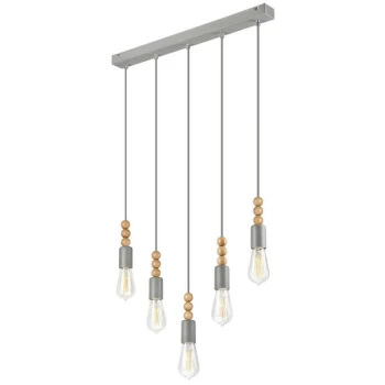 image of Lamkur Lighting - Simon Cluster Pendant Ceiling Light Silver, 5x E27