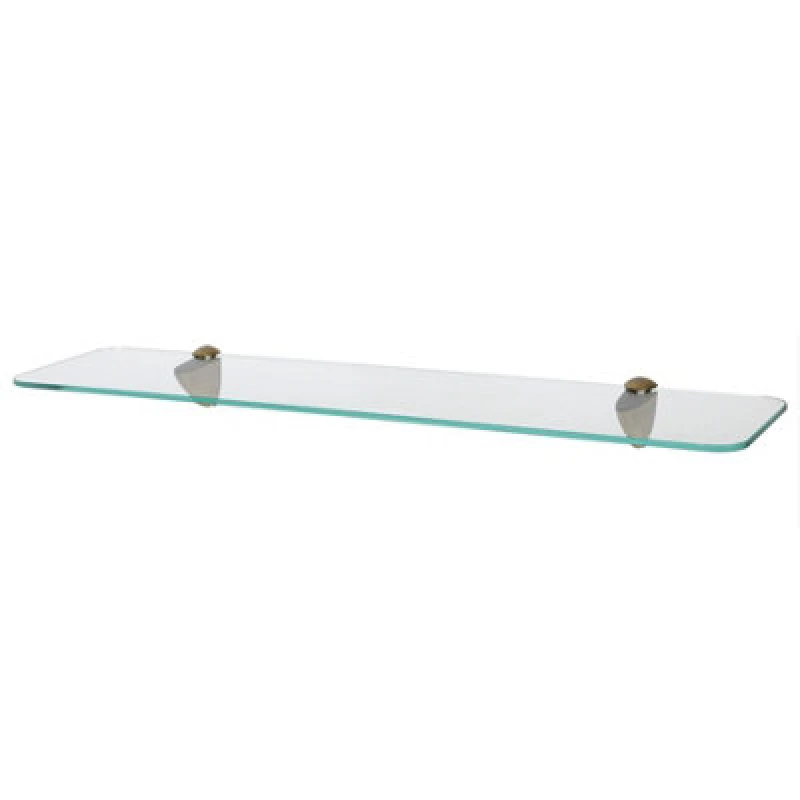Image of Harbour Housewares Rounded Floating Glass Shelf - 60Cm - Gold Brackets - Bathroom Shower Storage Vanity Display Unit Shelf