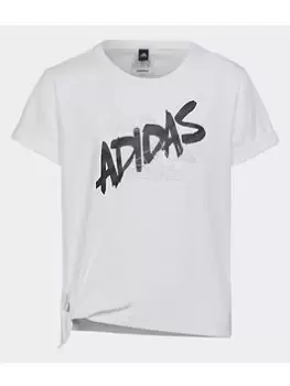 Image of adidas Dance Knotted T-Shirt, Bright Silver, Size 13-14 Years