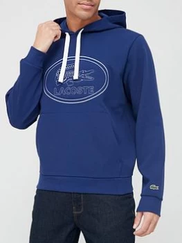 Lacoste Pique Stitch Logo Hoodie - Navy, Size S, Men