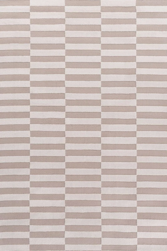 Image of THE RUGS Loft Striped Living Room Area Rug & Runners Soft Pile in Beige Size: 80cm x 150cm Beige Unisex 80cm x 150 cm