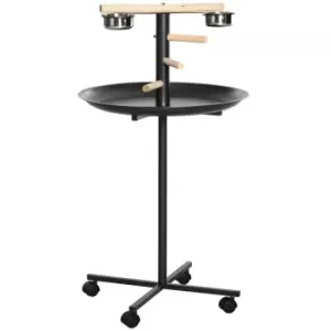 Image of Pawhut Metal Bird Feeding Station With Feeding Bowl - Grey