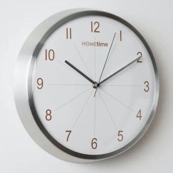 Image of HOMETIME Silver Clock with White Face - 32.5cm