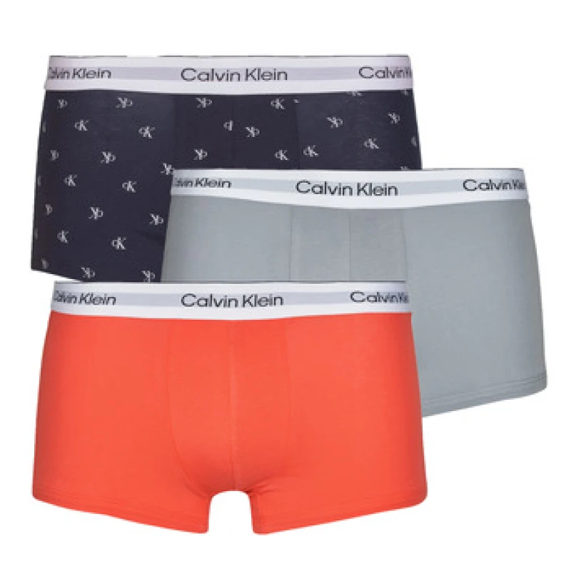 Image of Calvin Klein 3 Pack Low Rise Trunks Black/Hemisphere Blue/Ash XL