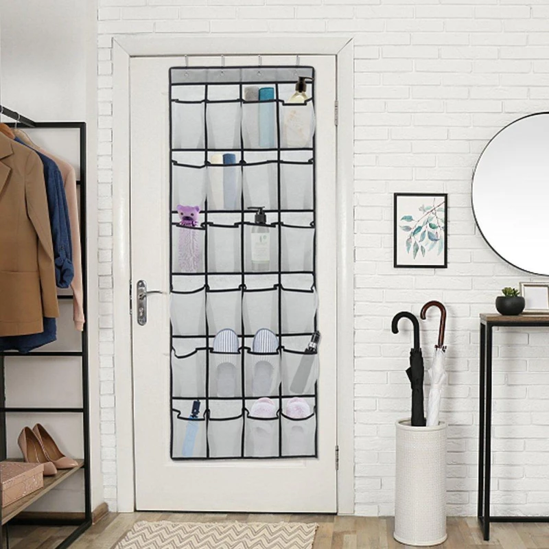 Image of LIFE IDEAS 3pcs 24-Pocket Over Door Hanging Storage Bag Grey/Black unisex 3pcs