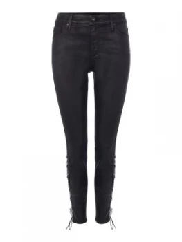 image of AG Jeans Farrah Mid Rise Cigarette Faux Leather in Black