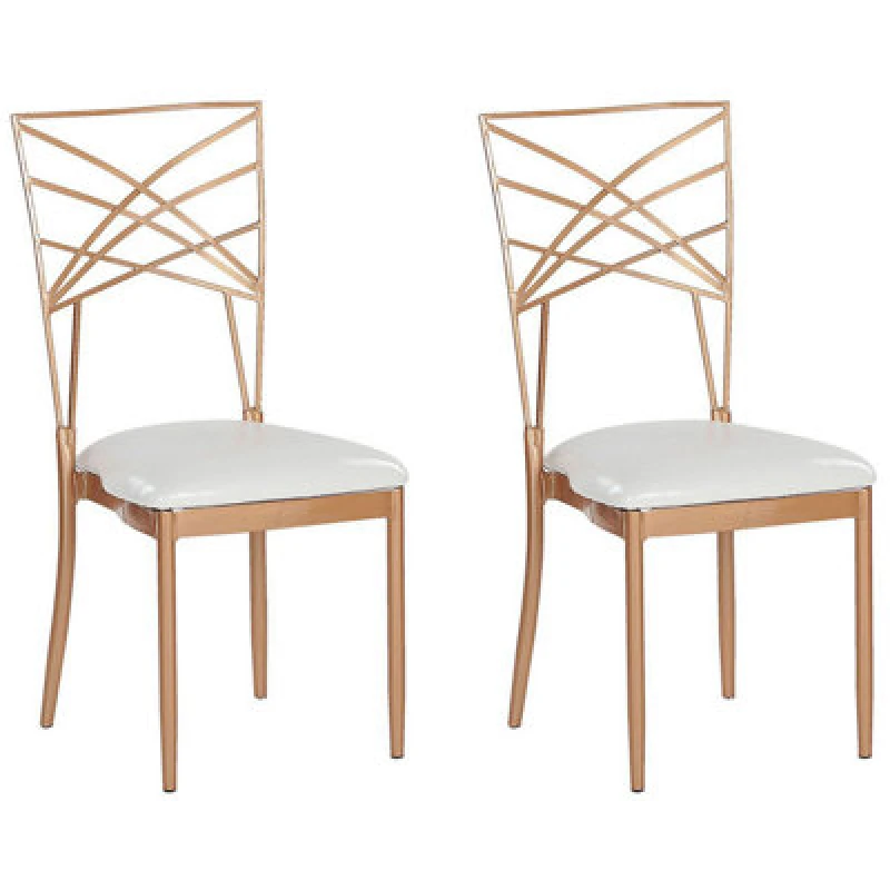 Image of Beliani Set Of 2 Dining Chairs Girard Metal Rose Gold
