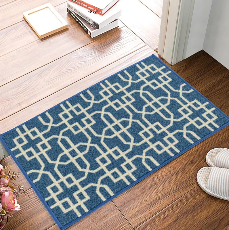 Image of Smart Living Smart Living Siam Heavy Duty Machine Washable Hallway Kitchen Non Slip Door Mat in Blue Size: 80cm x 300cm Blue 80cm x 300cm Unisex 867