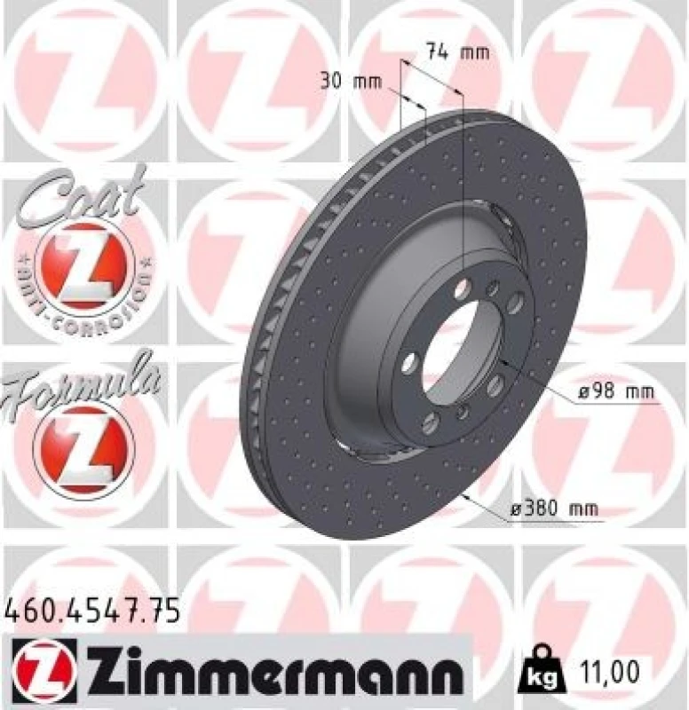 Image of ZIMMERMANN Brake disc ZIMMERMANN 460.4547.75