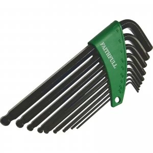 Image of Faithfull 9 Piece Long Ball End Hexagon Allen Key Set Imperial