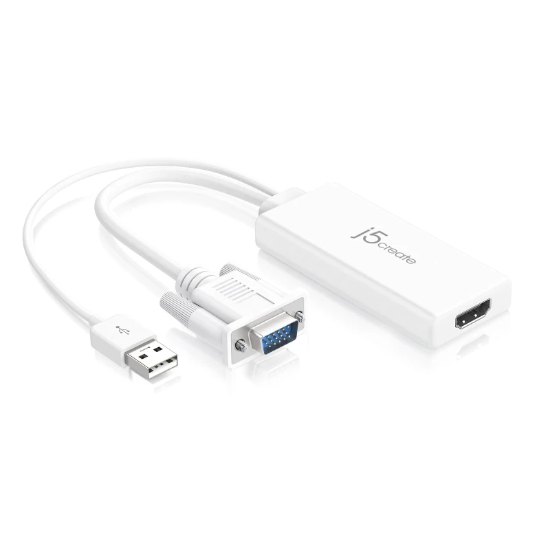 Image of j5 create j5create JDA214 VGA to HDMI Video Audio Adapter, White JDA214-N