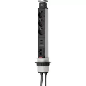 Image of Brennenstuhl 1396200023 Built-in power strip 3x Black, Silver PG connector