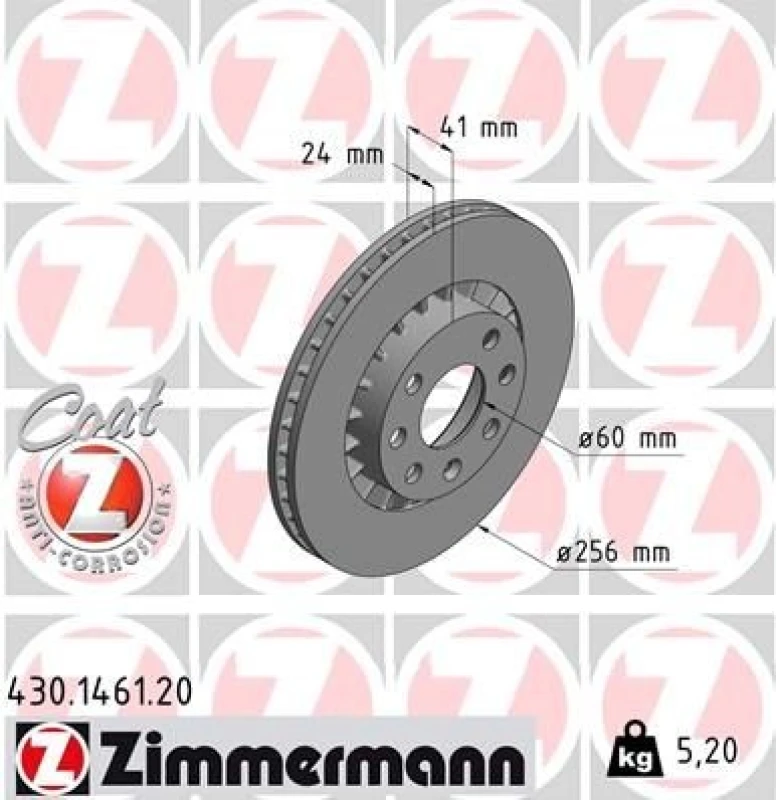 Image of ZIMMERMANN Brake disc ZIMMERMANN 430.1461.20