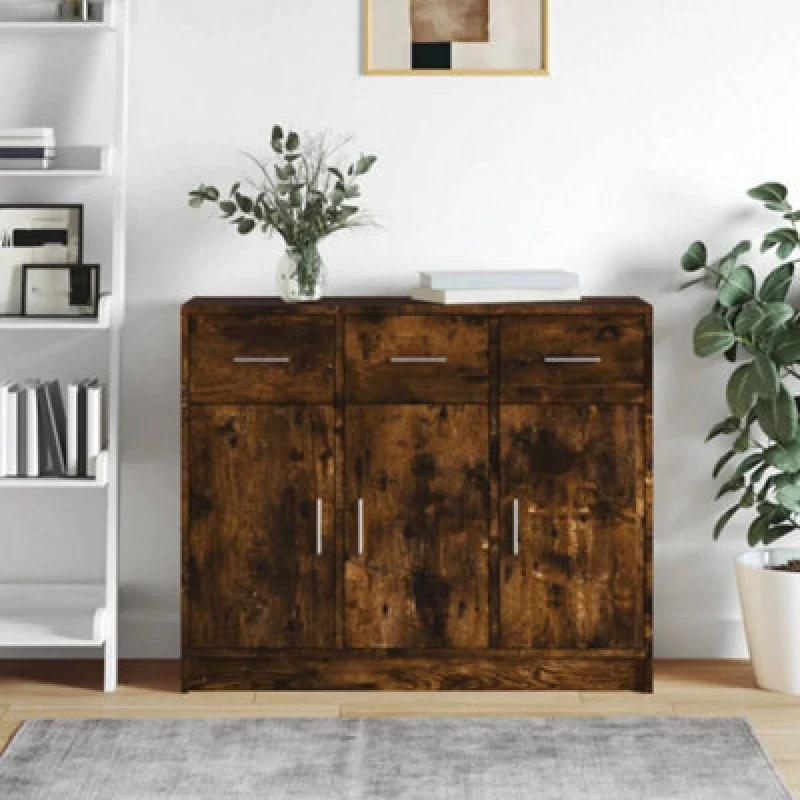 Image of VIDAXL Sideboard Smoked Oak 91x28x75cm Engineered Wood Vidaxl 8720845886929