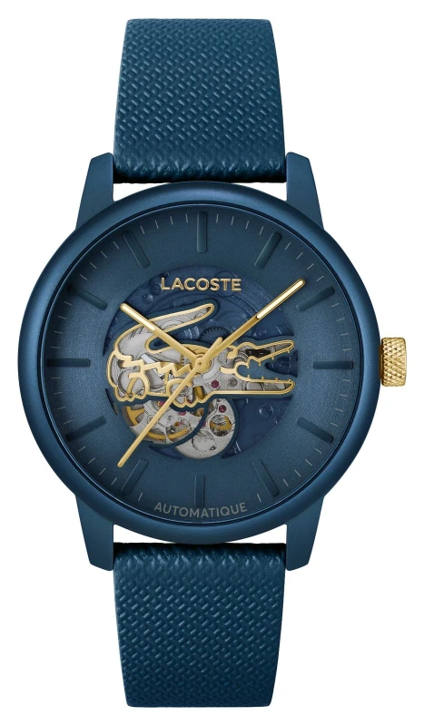 Image of Lacoste 2011385 Mens 12.12 Automatic (44mm) Blue Open Heart Watch