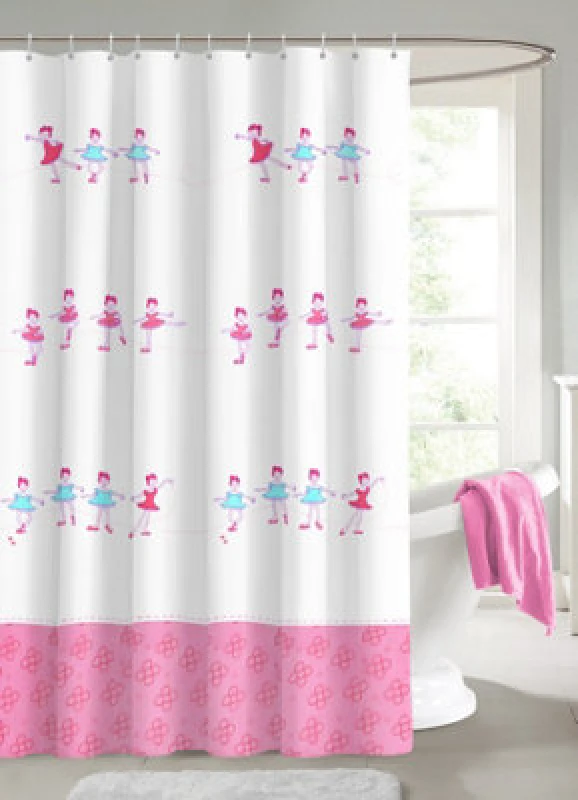 Image of Velosso Pink Ballerina Shower Curtains 180Cm X 180Cm