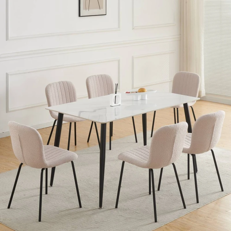 Image of MCC Direct Bella Luxe Set of 6 Teddy Faux Fur Dining Chairs in Baby Pink Baby Pink Unisex