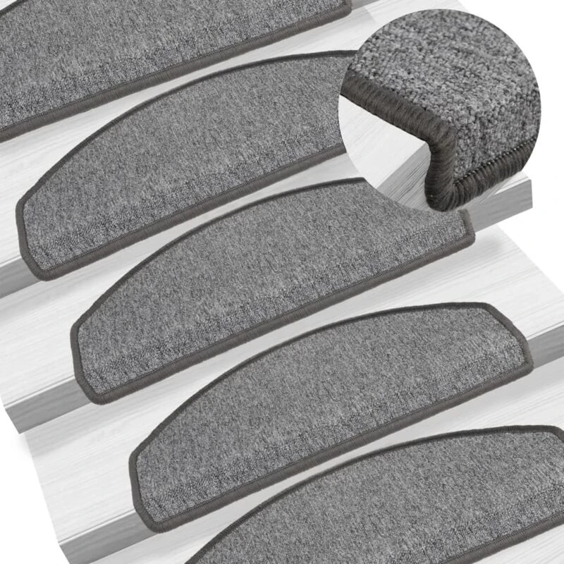 Image of VIDAXL Carpet Stair Treads 15 pcs Dark Grey 65x24x4cm Vidaxl 133885