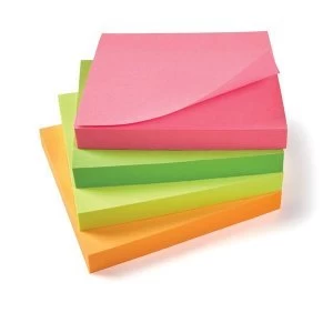 image of 5 Star Office Re Move Notes Repositionable Neon Pad of 100 Sheets 76x76mm Assorted Pack 12