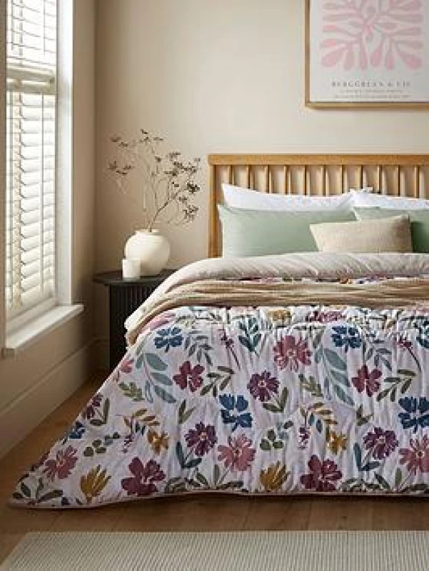 Image of NIGHT LARK 10.5 Tog Autumn Meadow Coverless Duvet and Pillowcase Set Multi-Coloured SINGLE (135X200cm)