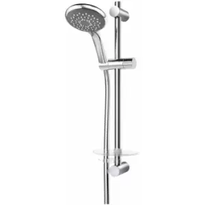 Image of Triton Shower Kit Chrome Adjustable Slider Riser Rail Tray Anti Twist Hose - Silver