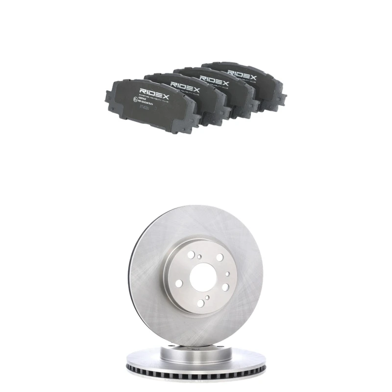 Image of RIDEX 3405B3183 Brake disc and pads set Front Axle, Brake Disc Type: internally vented, excl. wear warning contact Brake Set,disc brakes (3405)