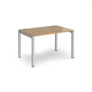 Image of Bench Desk Single Person Rectangular Desk 1200mm Oak Tops With Silver Frames 800mm Depth Connex
