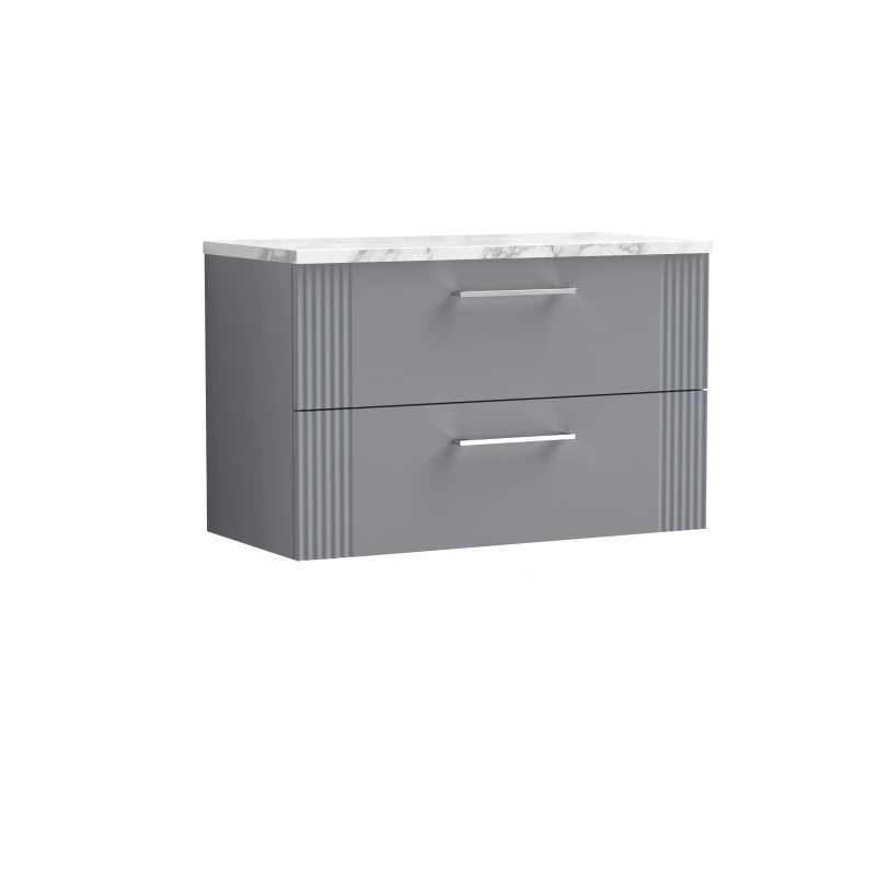 Image of Balterley 2 Drawer Wall Hung Vanity Marble Laminate Worktop Grey 800mm Grey