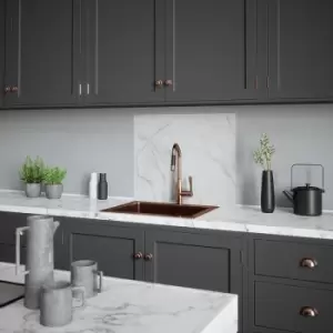Image of House Beautiful Calacatta Marble Self-Adhesive Glass Splashback 900 x 750mm in Grey